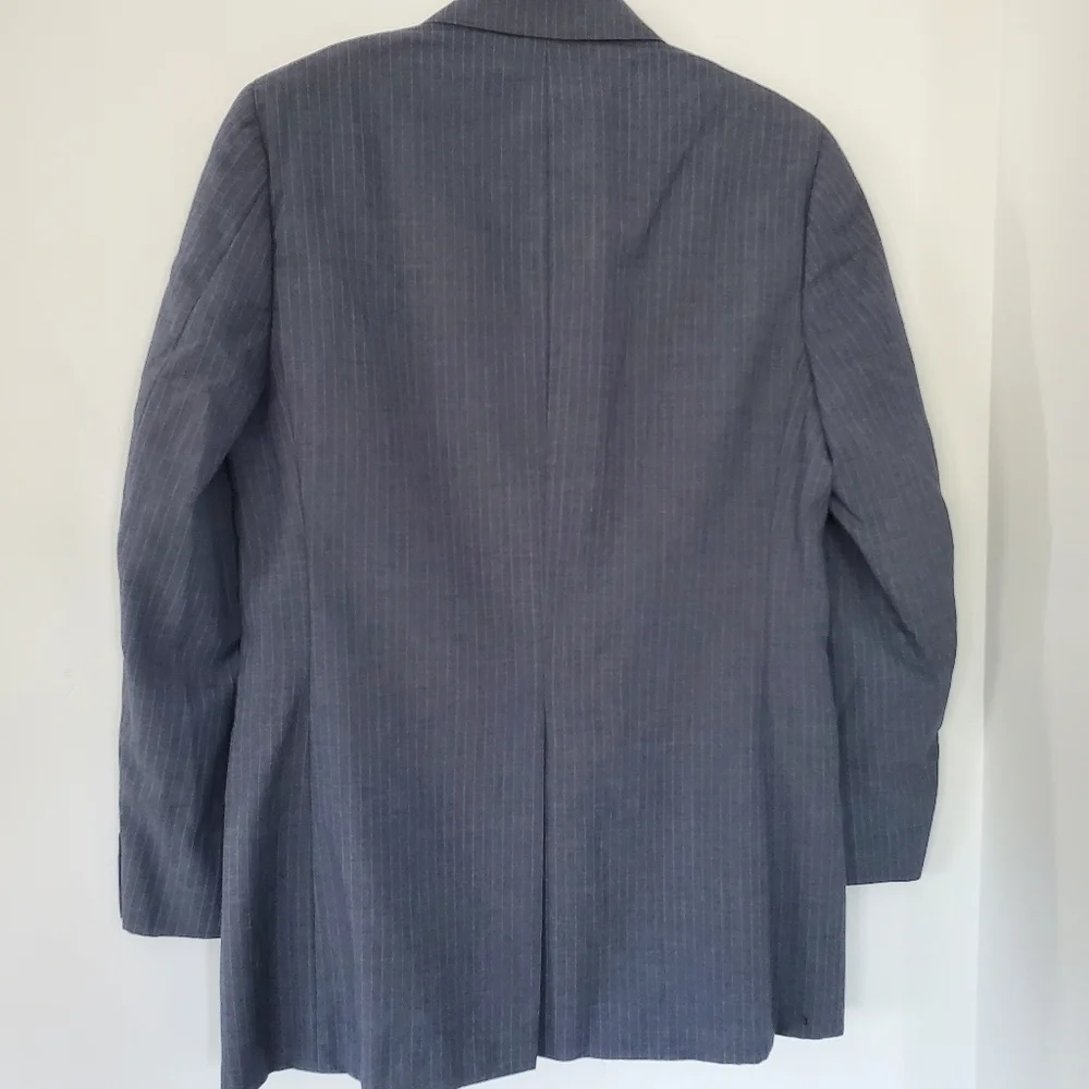 BILL BLASS Vintage Men Sz 40R 100% Wool Gray Blue Pin Stripe Jacket Sport Coat